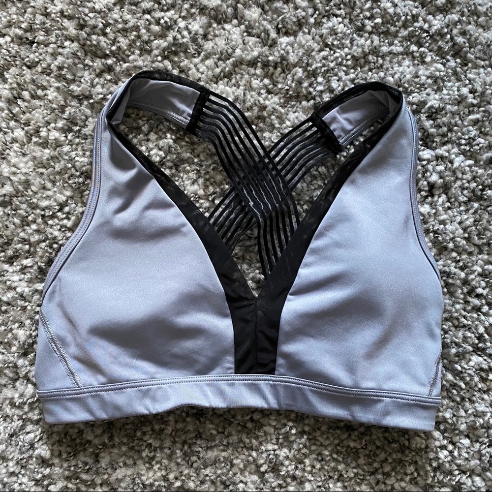 Grey Deep V-neck Victoria Sport Sports Bra, size S